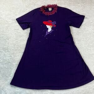 Vintage Cactus California made in USA purple a line tee shirt dress, small